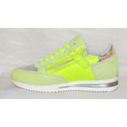 HIP maat 34 lerensneaker/rits neon geel - gratis verzenden