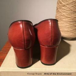 Vintage leren pumps cognac met gesp mt 38