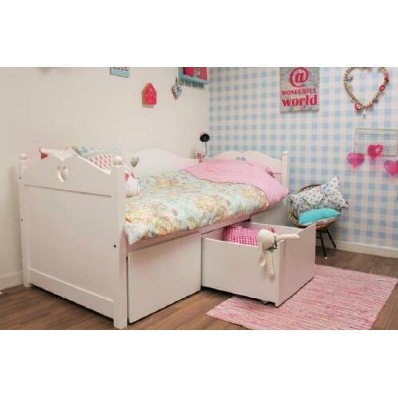 Houten | Kajuitbed | Wit | Slaaplade | Meisjes Bed | Bedbank