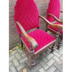 fauteuils vintage ,rood bekleed stuks