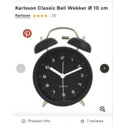 NIEUW Karlsson classic bell wekker zwart analoog (10 cm dm)