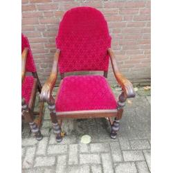 fauteuils vintage ,rood bekleed stuks