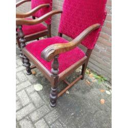 fauteuils vintage ,rood bekleed stuks