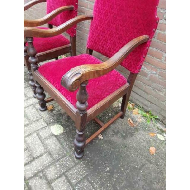 fauteuils vintage ,rood bekleed stuks