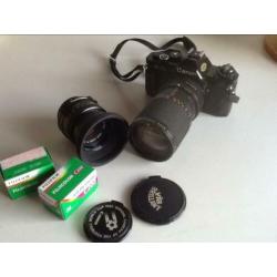 Canon AV 1 Body, 50 en 35-105 Lens, AGFA power Flits enz