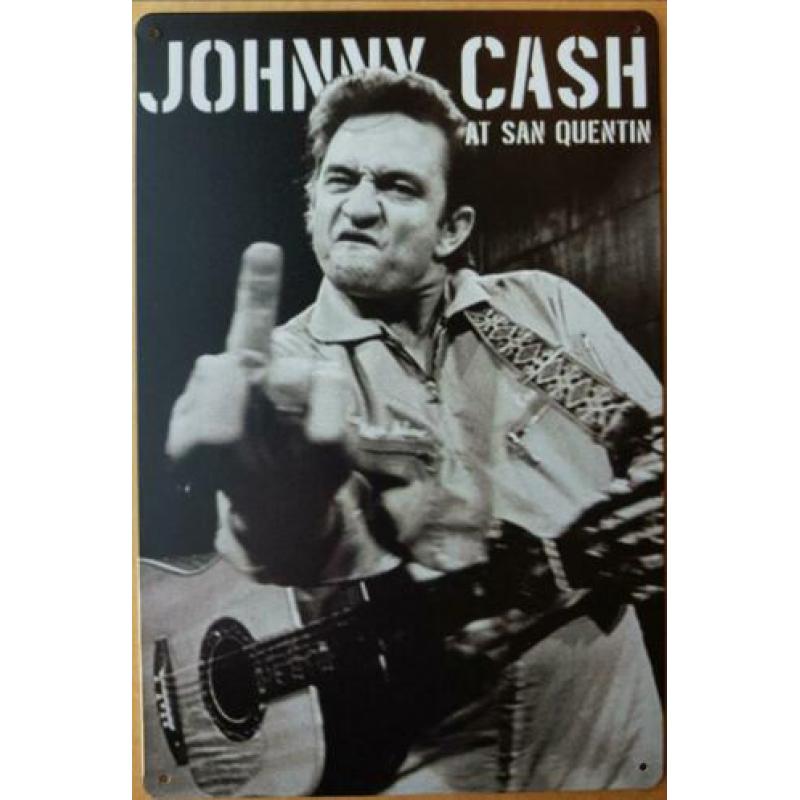 Johnny Cash at San Quentin reclamebord wandbord van metaal