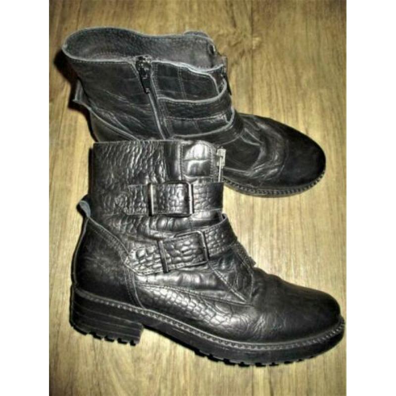 OMODA ! Zwarte Leren bikerboots mt 41.