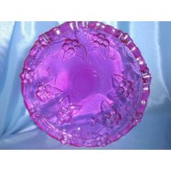 Vintage glazen schaal; roze glas