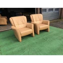 Creme leren fauteuils + gratis bezorging