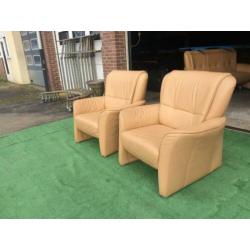 Creme leren fauteuils + gratis bezorging