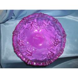 Vintage glazen schaal; roze glas