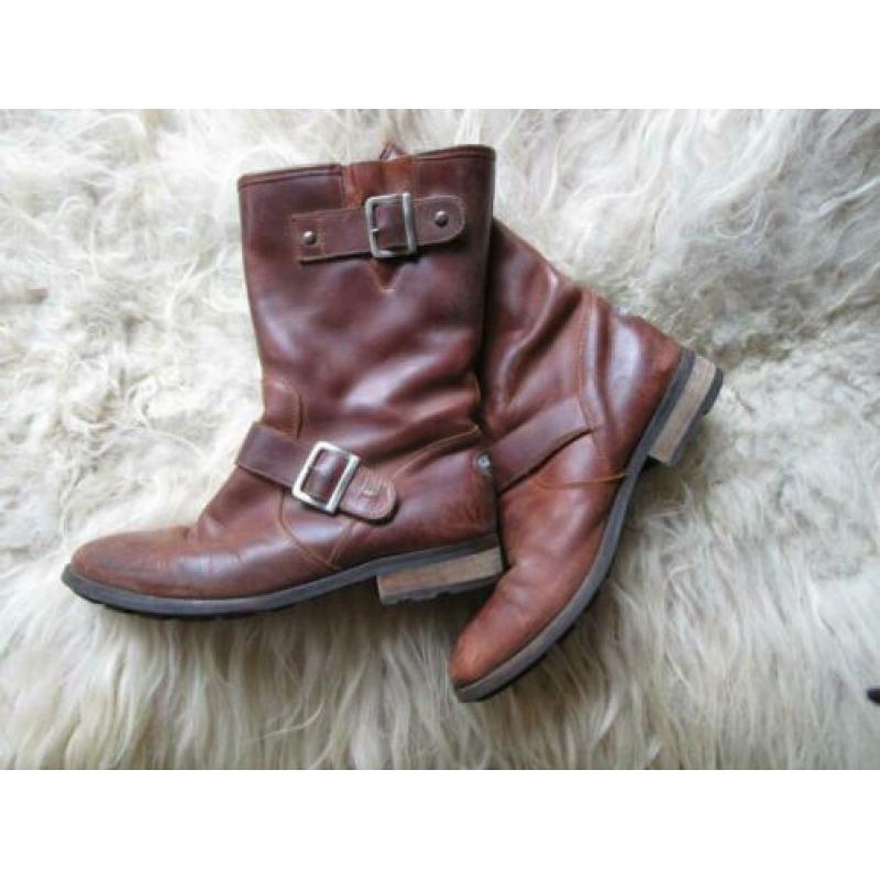 Stevige bruin leren boots, Laarzen, maat 41