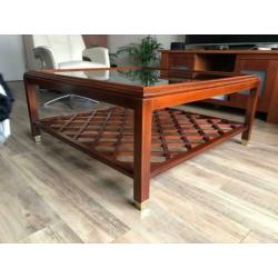 Unieke Salon Tafel voor in Huis - Mahonie - Hout - Glas