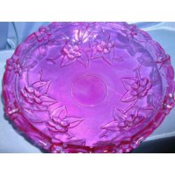 Vintage glazen schaal; roze glas