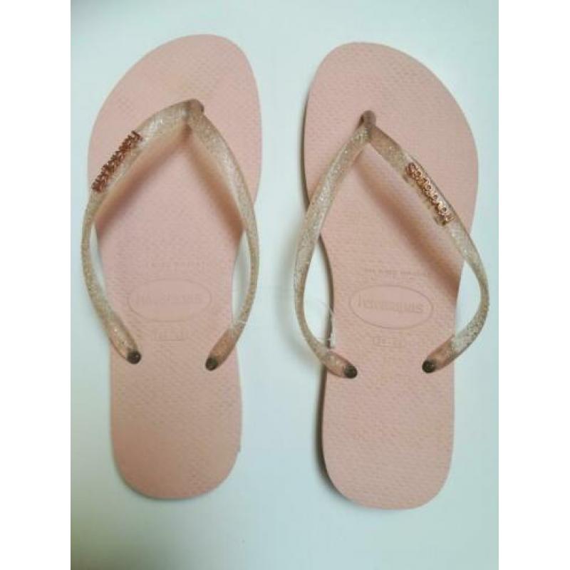 *Nieuw* Havaianas Slim Logo Metallic Rosa Ballet 39/40