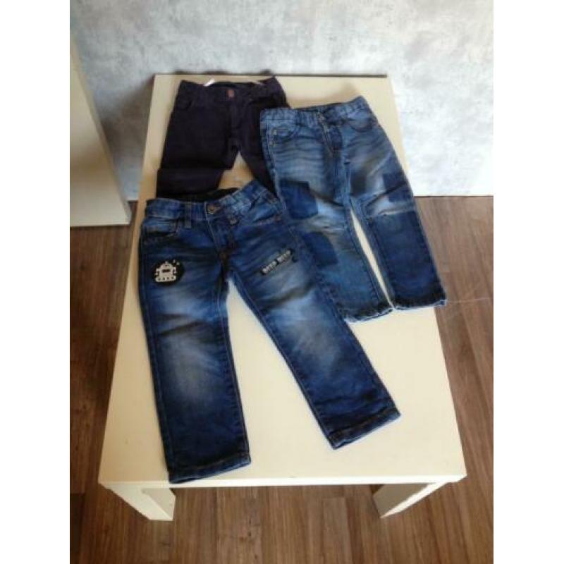 2x jongens jeans broekje+1x blauw jongens broekje 92 3stuks