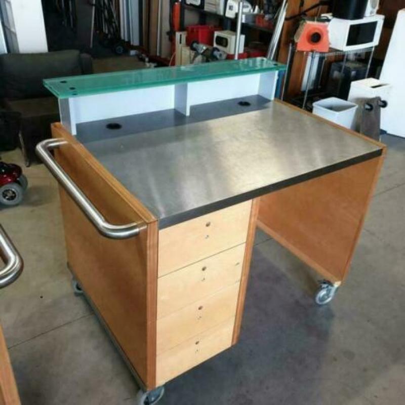 Verrijdbare bar werktafel voor restaurant eetbar 125x90 cm