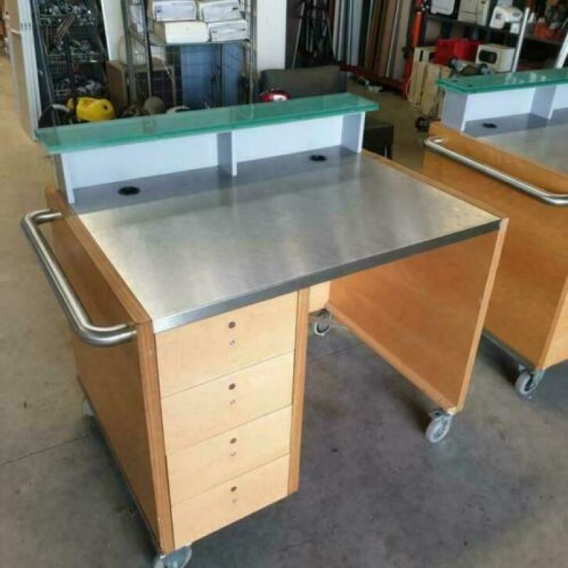 Verrijdbare bar werktafel voor restaurant eetbar 125x90 cm