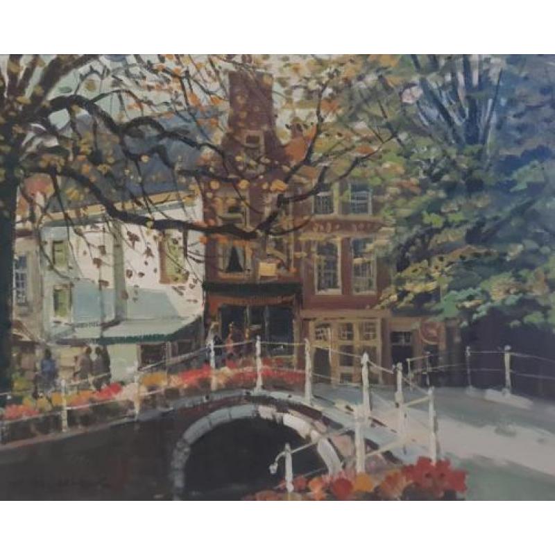 Daniel Mühlhaus (1907-1981) - Bruggetje over een stadsgracht