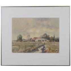 Aquarel boerderij zomer - Frans Manders