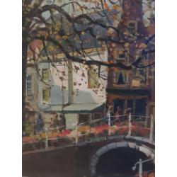 Daniel Mühlhaus (1907-1981) - Bruggetje over een stadsgracht