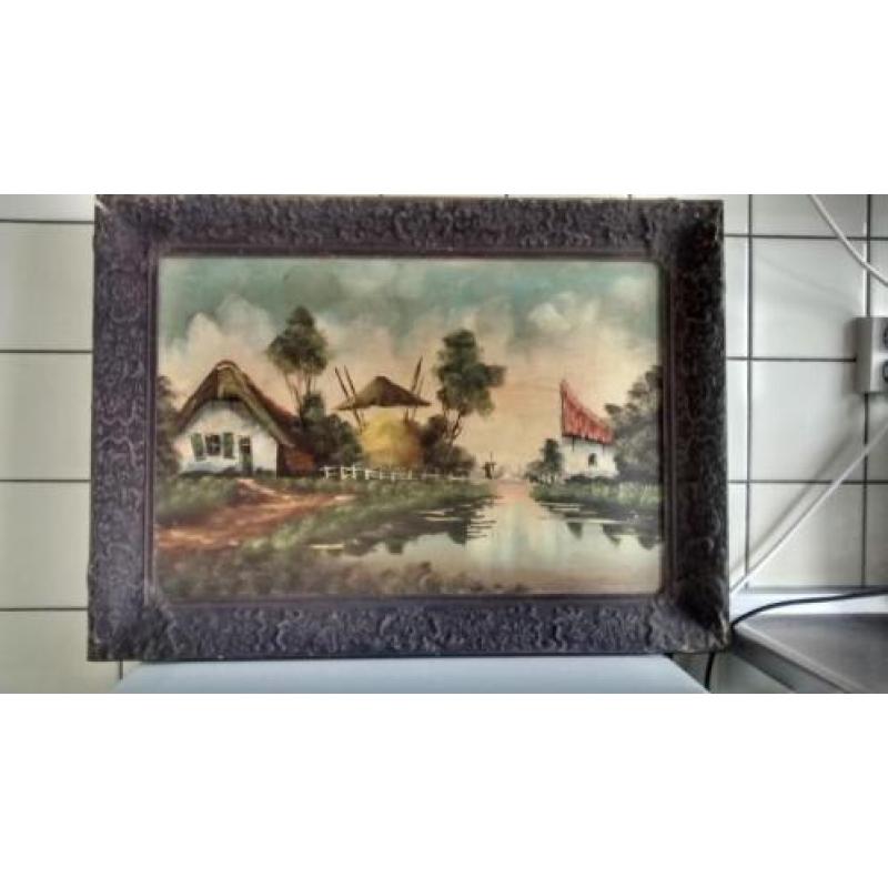 Schilderij, Oud Hollandse Boerderij, Schilder Flemminks.