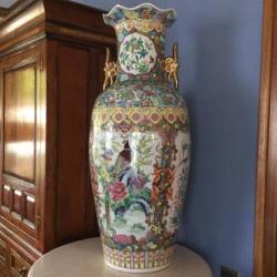 Chinees porselein. Grote Chinese vaas 93cm. Handpainted.