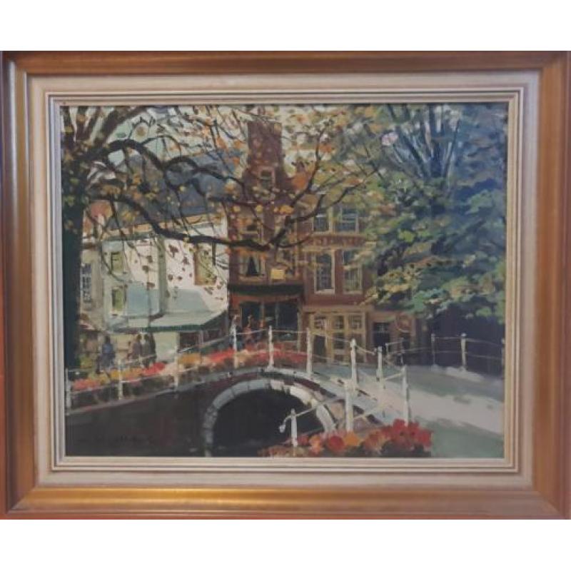 Daniel Mühlhaus (1907-1981) - Bruggetje over een stadsgracht