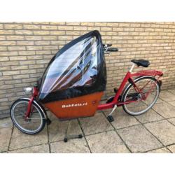 Bakfiets NL cargo bike short met huif en afdekzeil