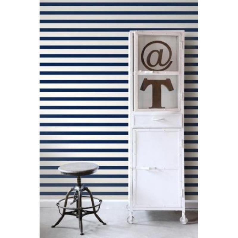 Behang Esta for kids - 1 rol horizontale streep marine blauw