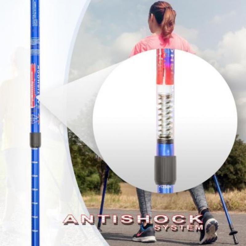 Nordic Walking stokken, verstelbaar, antishock blauw 401503