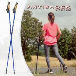 Nordic Walking stokken, verstelbaar, antishock blauw 401503